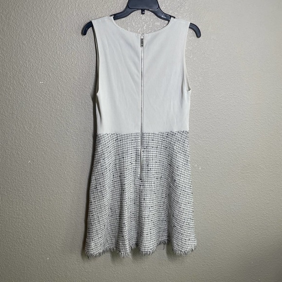 Ted Baker 4 Adalad Metallic Shift Dress White Gray Knit Tweed Fringe Sleeveless - Picture 9 of 9